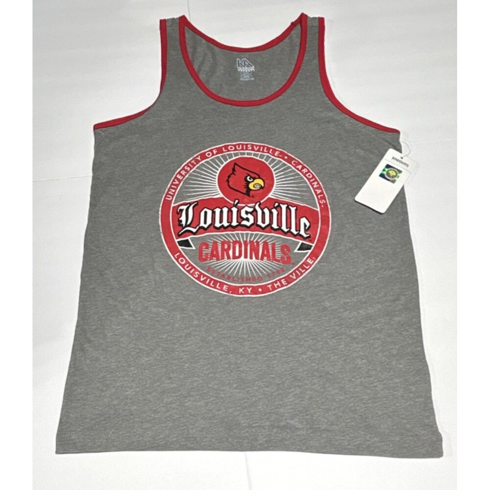Knights Apparel Louisville Cardinals Gray/Red Tank Top Shirt Size S